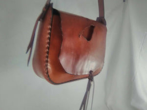 Handmade Natural Edge Latigo Leather Messenger Bag \ Leather Shoulder Bag - Hand-dyed, hand-stitched