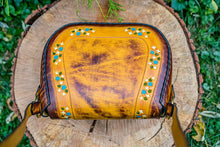 Tooled Latigo Leather Shoulder Bag / Crossbody Purse- Hand-tooled, hand-dyed and hand-stitched