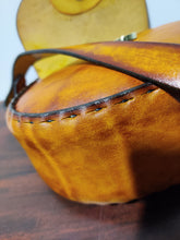 Wheat Tooled Latigo Leather Cross Body Purse / Small Shoulder Bag