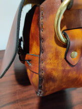 Medium Handmade Latigo Leather Shoulder Bag - Hand-dyed and hand-stitched - Solid Brass hardware with Braided closure