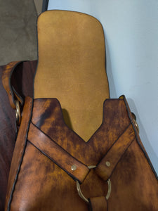 Handmade Latigo Leather Shoulder Bag - Hand-dyed, hand-stitched - Solid Brass hardware