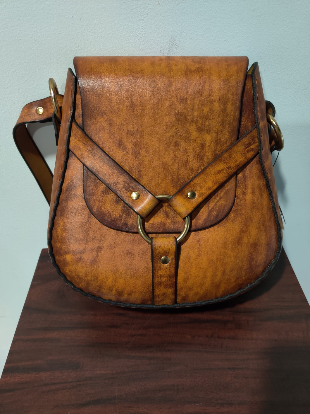 Handmade Latigo Leather Shoulder Bag - Hand-dyed, hand-stitched