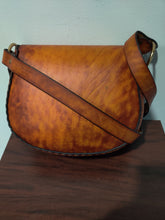 Medium Handmade Latigo Leather Shoulder Bag - Hand-dyed and hand-stitched - Solid Brass hardware with Braided closure