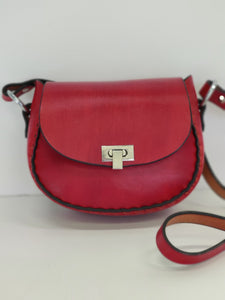 Handmade Latigo Leather Cross Body Purse Red/ Small Shoulder Bag Red