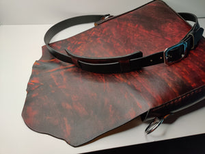 Handmade Natural Edge Latigo Leather Messenger / Laptop Bag - Hand-dyed, hand-stitched