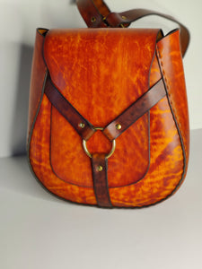 Large Handmade Latigo Leather Backpack - Hand-dyed and hand-stitched - Solid Brass hardware