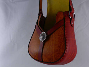 Handmade Latigo Leather Shoulder Bag - Hand-dyed, hand-stitched - Stainless Steel hardware