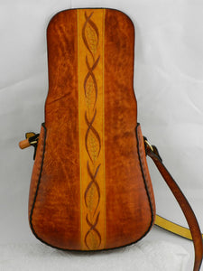 Handmade Latigo Leather Shoulder \ Crossbody Bag - Hand-dyed, hand tooled, hand-stitched - Solid Brass hardware with magnetic clasp