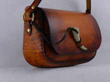 Handmade Latigo Leather Crossbody Bag / Shoulder Bag - Hand-dyed, hand-stitched with antler closure