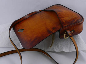 Handmade Latigo Leather Crossbody Bag / Shoulder Bag - Hand-dyed, hand-stitched with antler closure