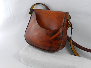 Natural Edge Latigo Leather Messenger Bag - Hand-dyed, hand-stitched - Solid Brass hardware