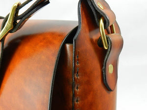 Handmade Latigo Leather Messenger Bag - Hand-dyed, hand-stitched - Solid Brass hardware