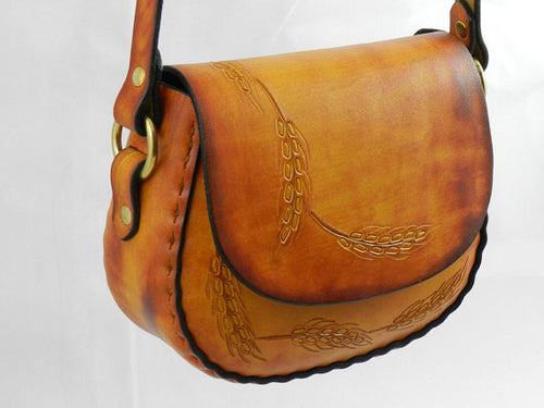Tooled Latigo Leather Cross Body/Shoulder Bag