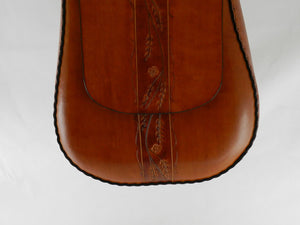 Handmade Latigo Leather Shoulder Bag - Hand-dyed, hand tooled, hand-stitched - Solid Brass hardware with magnetic clasp