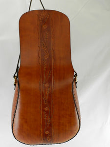 Handmade Latigo Leather Shoulder Bag - Hand-dyed, hand tooled, hand-stitched - Solid Brass hardware with magnetic clasp