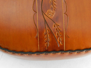 Handmade Latigo Leather Shoulder Bag - Hand-dyed, hand tooled, hand-stitched - Solid Brass hardware with magnetic clasp