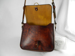 Handmade Latigo Leather Messenger Bag - Hand-dyed, Hand-stitched