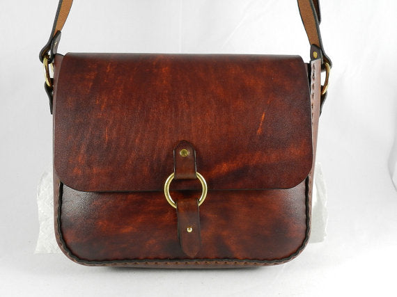 Handmade Latigo Leather Messenger Bag - Hand-dyed, Hand-stitched 