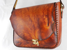 Handmade Natural Edge Latigo Leather Messenger Bag - Hand-dyed, hand-stitched
