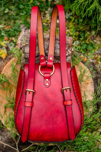 Made to Order - Custom Order - Large Handmade Latigo Leather Backpack - Hand-dyed and hand-stitched - Solid Brass hardware