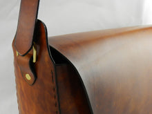 Large Handmade Latigo Leather Shoulder Bag - Hand-dyed, hand-stitched - Solid Brass hardware