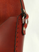 Handmade Latigo Leather Shoulder Bag \ Leather Crossbody Bag - Hand-dyed red and hand-stitched - Magnetic flower clasp